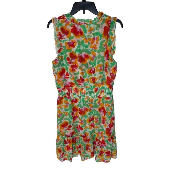 Cabi Womens Sleeveless Floral Print Dress With Ruffle V-Neck & Smocked Waist M - Picture 4 of 6